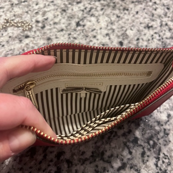 Henri Bendel Red Leather Chain Wristlet / Crossbody
